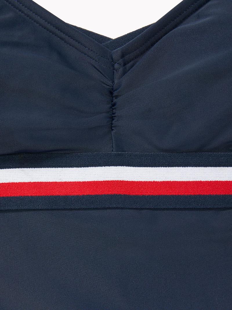 Női Tommy Hilfiger Stripe Cut-Out One-Piece Úszóruhák Kék | HU 430NWY